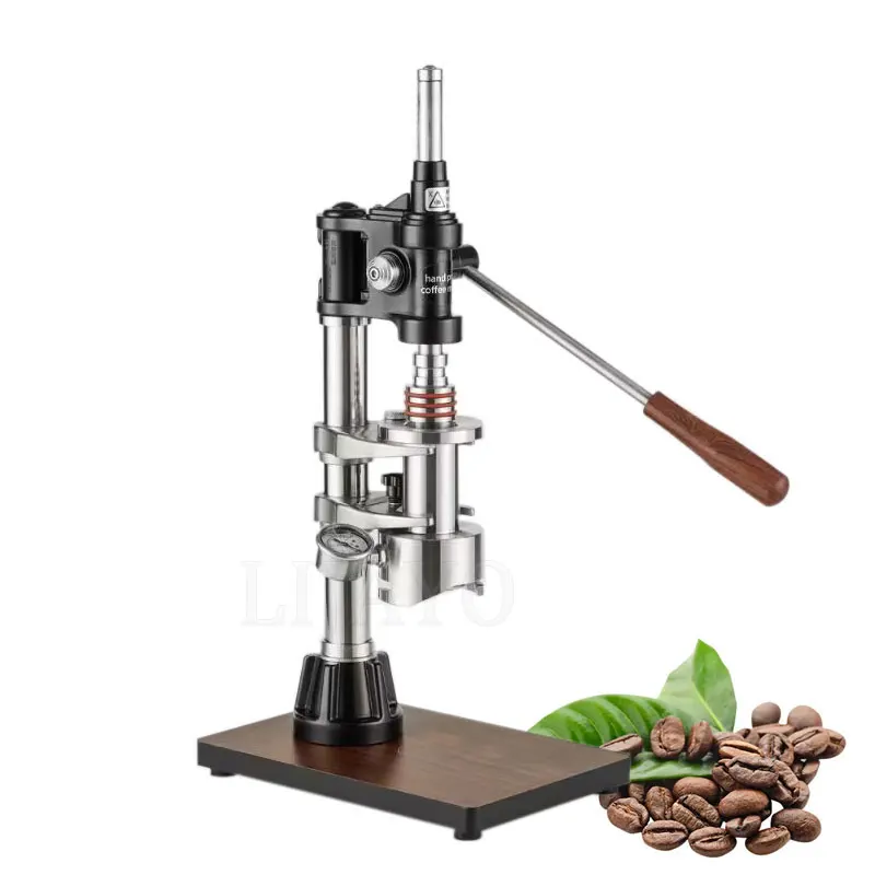 Wooden Base Lever Coffee Machine Stainless Steel Espresso Tool