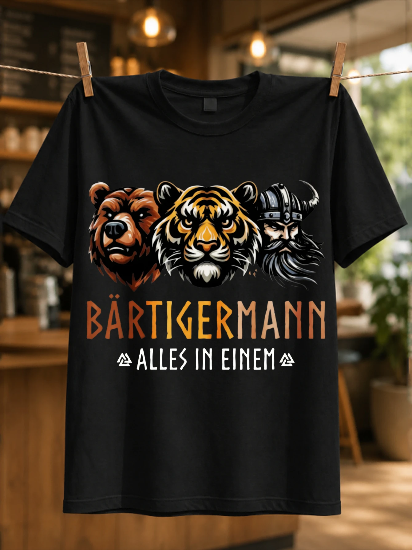 Bartigermann Alles In Einem bear tiger and heads combined in orange cream rugged illustration  Unisex All T-Shirt