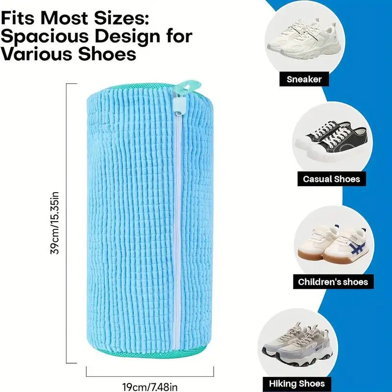 Durable zipper shoe wash bag, designed for 360° washing machine cleaning, perfect for protecting casual sneakers, safe for use i