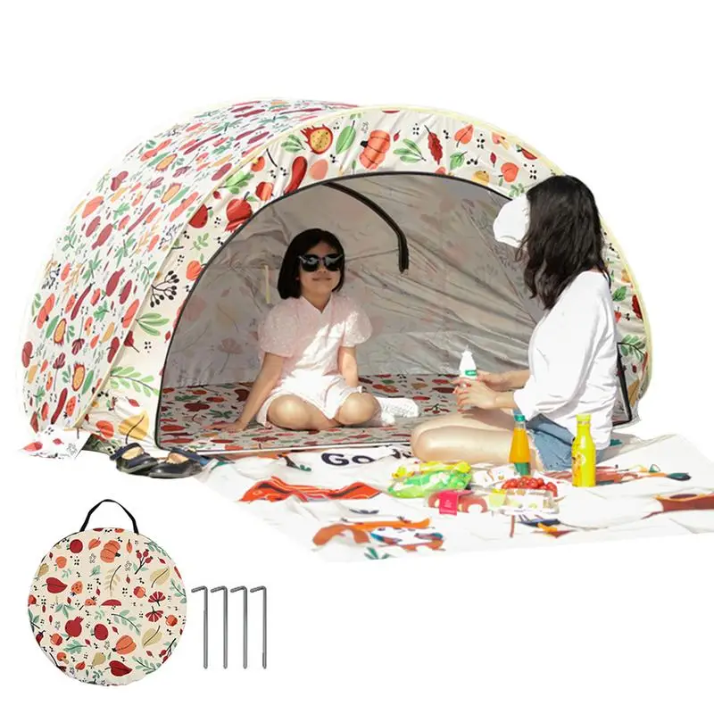 Instant Tents For Camping Protection Beach Accessories With Fruit Pattern Privacy Tent Beach Camping Tent 360-Degree Ventilation