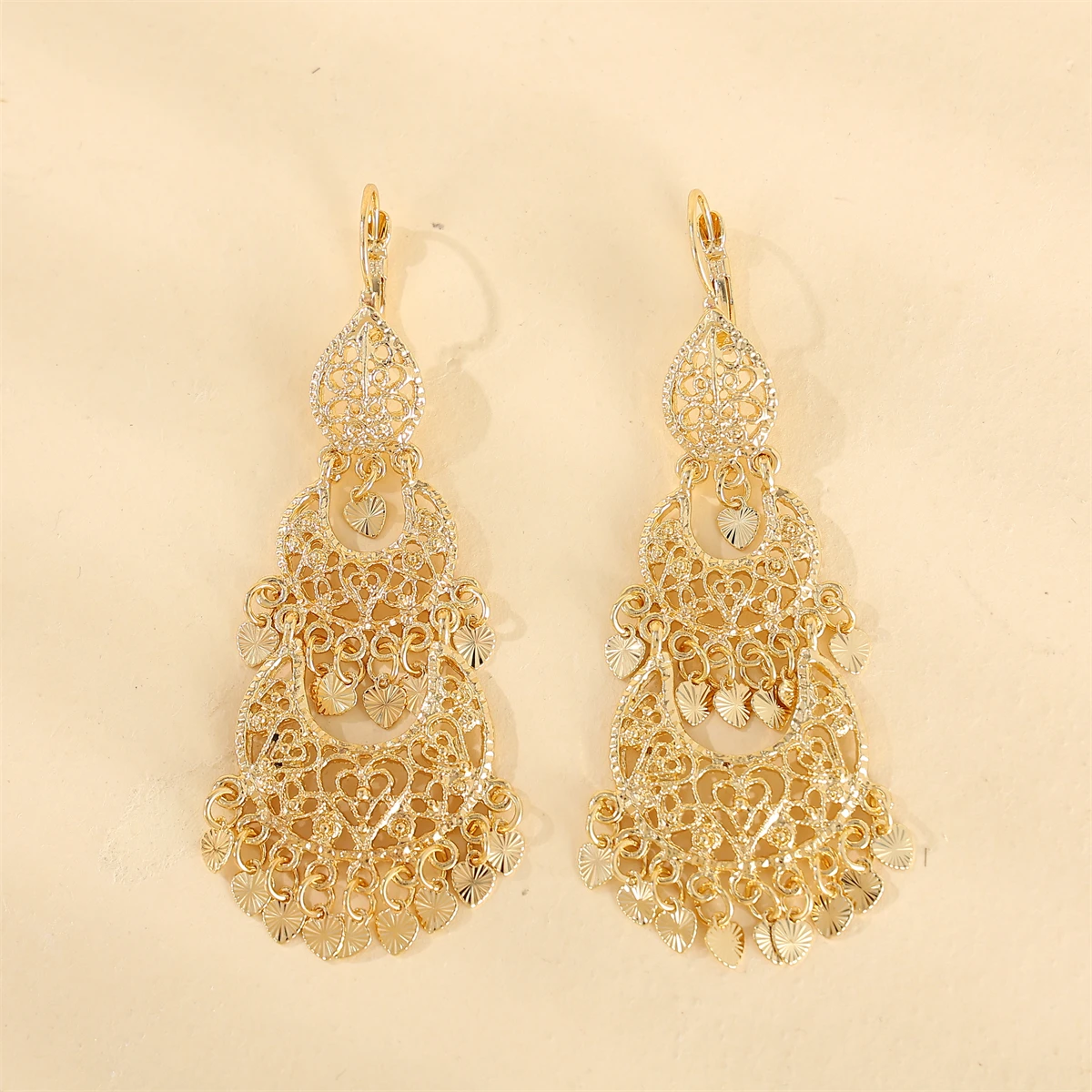Ladies Birthday Party Wedding Gift Fashion Fringe Earrings Heart Pendant Luxury Accessories Exquisite Patterns Exquisite Texture