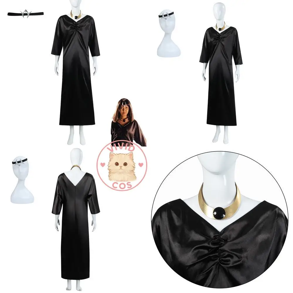 

Classic Movie TV Character Cosplay Costume Anime Camearra Black Dress Set Women's Role Play Outfit for Comic Con Halloween Party