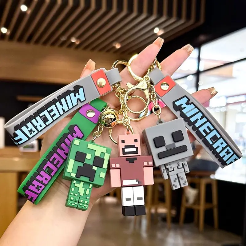 

Minecraft Figure Model Toys Pixel Keychain My World Cartoon Creeper Doll Silicone Pendant Keyring Car Backpack Key Gifts