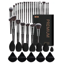 MAANGE 25Pcs Makeup Brush Set with 12Pcs Powder Puff Concealers Foundation Eyeshadow Brushes Sponge Set Fluffy Beauty Tools