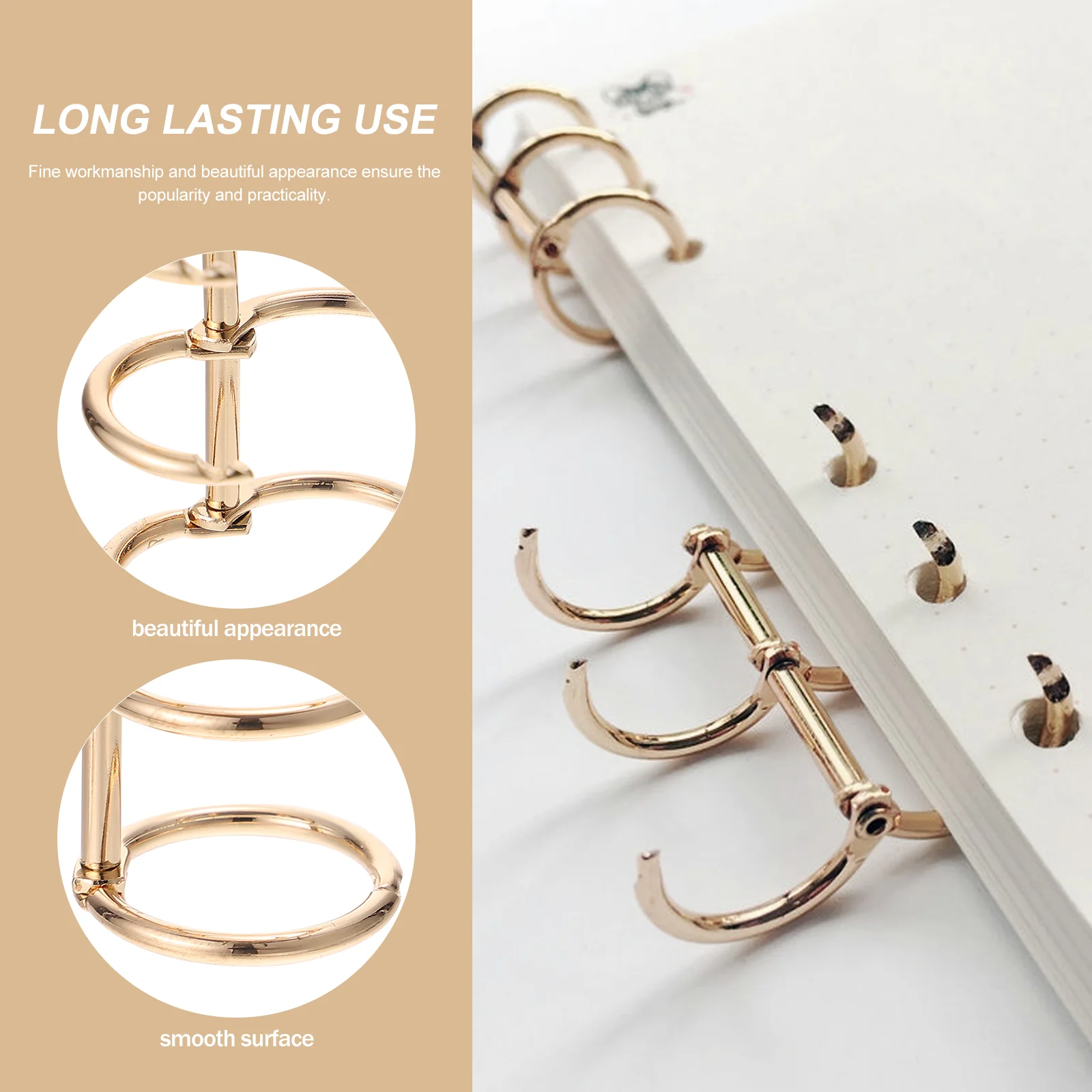 6 Pcs Folder Ring Portable Binder Circles Book Rings Paper Keychain Clamp Alloy Clip Office Clips