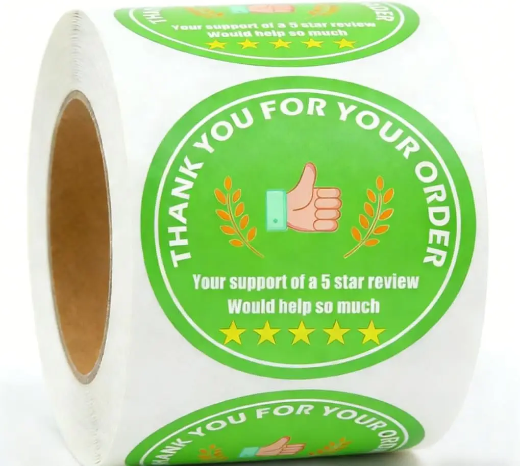 500 Pcs Thank You for Your Order Stickers 2 inch 5 Star Review Delivery Labels for Freshness Delivery Driver Accessories Food
