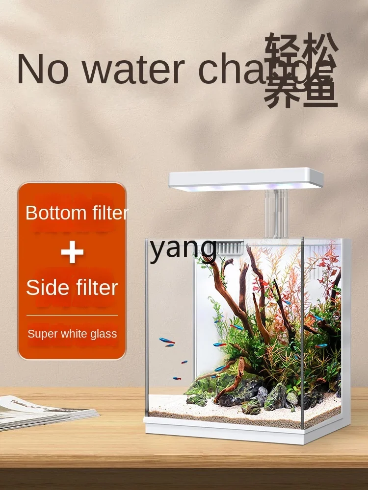 CX Small Living Room Ecological Super White Glass Mini Desktop Betta Tank Home Aquarium