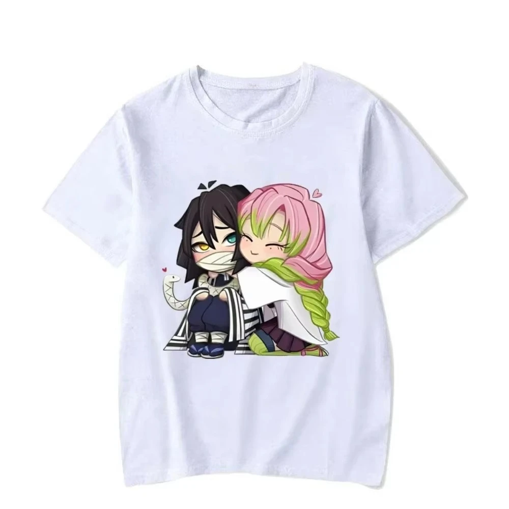 

Unisex Pure Cotton T-shirt Demon Slayer Kanroji Mitsuri Anime Harajuku 2026 Summer Round Neck Family Short Sleeved Top T-shirt