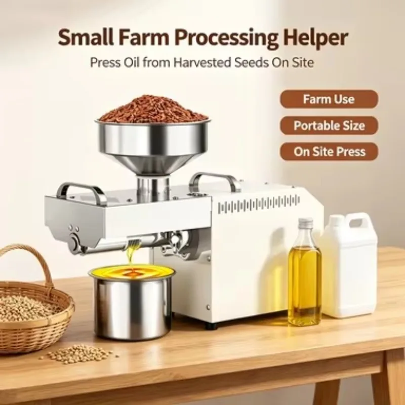Stainless Steel Oil Press Cold Press Machine Adjustable Temperature Control Easy-Clean Design Stable Operation