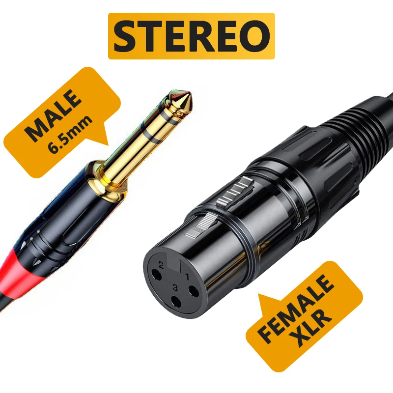 6.5mm Audio To XLR Female Audio Cable 6.35 Large Two Core XLR Balanced Microphone Mixer Speaker Audio 0.5m 1m 1.5m 2m 3m 5m