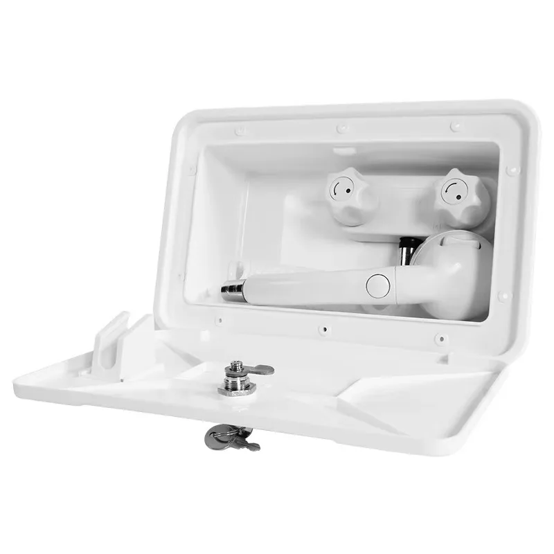 RV Retrofit Accessories Trailer External Shower Nozzle and Box with ABS Material UV Resistant for Outdoor Hand Vegetable Washing