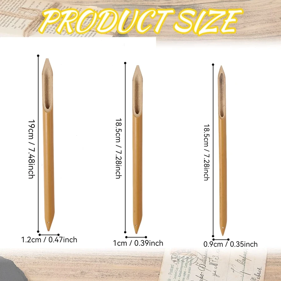1set natural bamboo pen suit 3 different thicknesses for calligraphy lovers to practice calligraphy dip pen Gothic font suitable