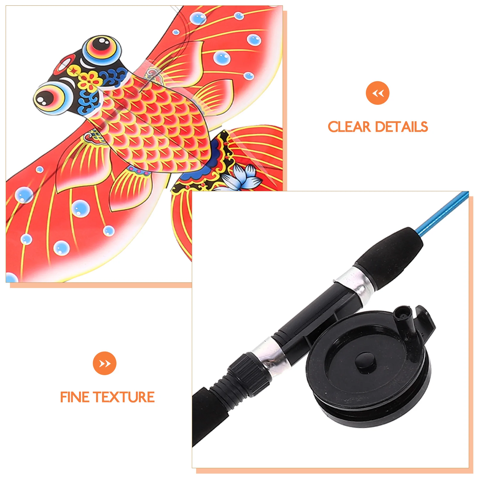 Caña de pescar y cometa, cometas de escalada portátiles para exteriores para niños, pequeños dibujos animados de playa Diy