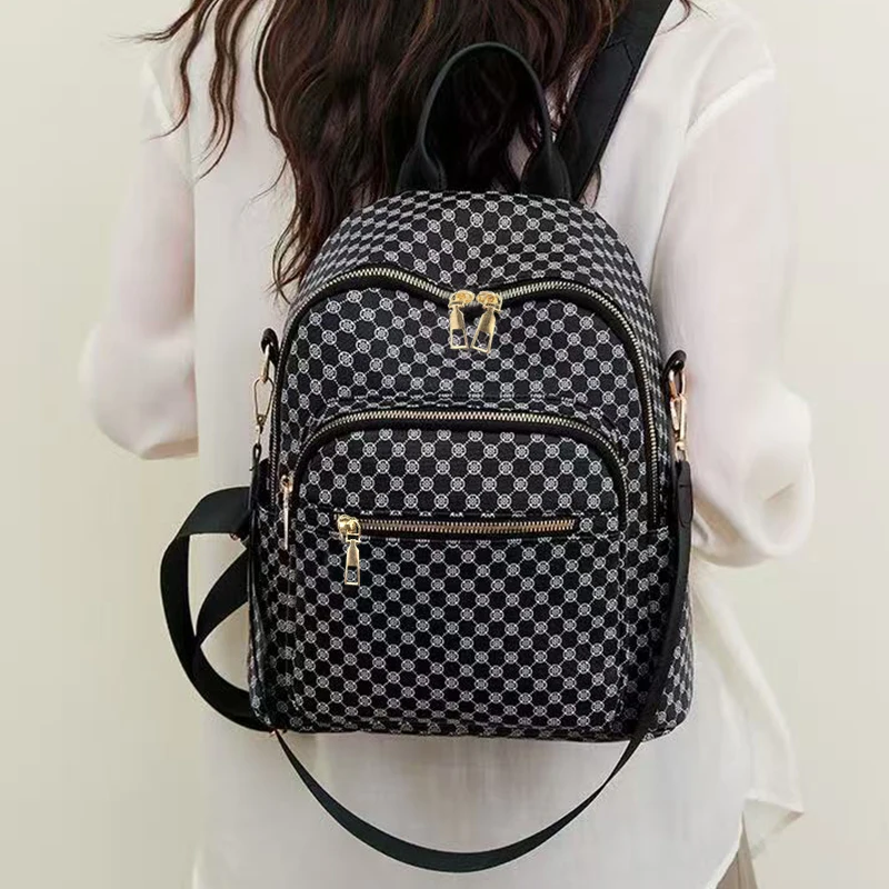 Chic Vintage Geometric Pattern PU Backpack Top Carry Handle, Portable Rucksack for Street Style Weekend Outdoor Errands view 5