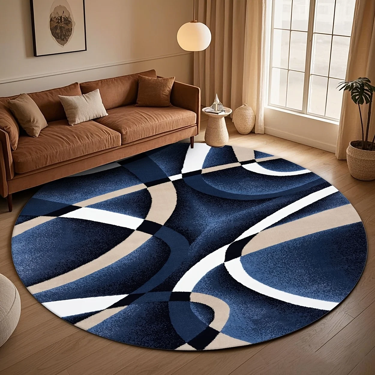 

Хрустальный бархатный коверЗолотой бархат с бриллиантами + основание из противоскользящего спандекса, круглый коврик из 1 предмета, британский темно-синий геометрический коврик