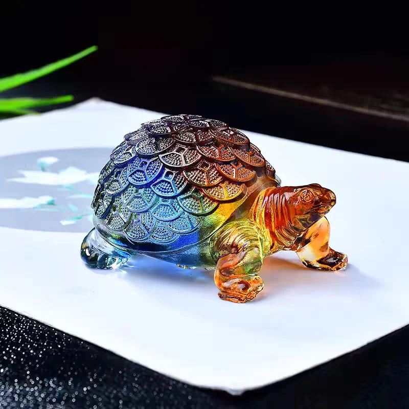 

Lucky Small Rainbow Money Turtle Retro Tortoise Statue Desktop Ornaments Colored Glaze Feng Shui Figurines Home Decoration