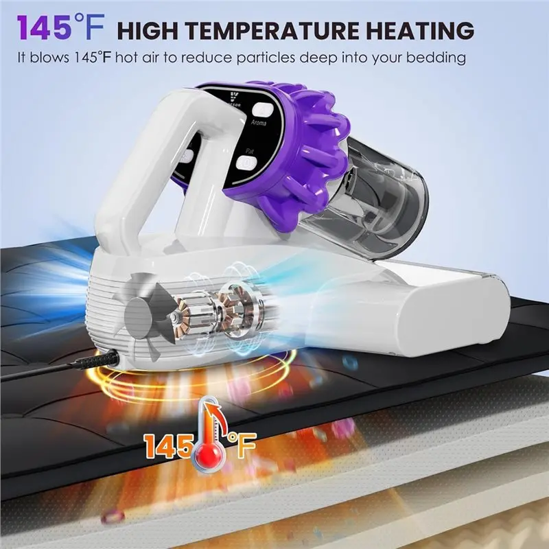 [Todayseller】 Mattress Vacuum Cleaner 14Kpa Bed Vacuum Cleaner HEPA Filter & Ultrasonic US Plug