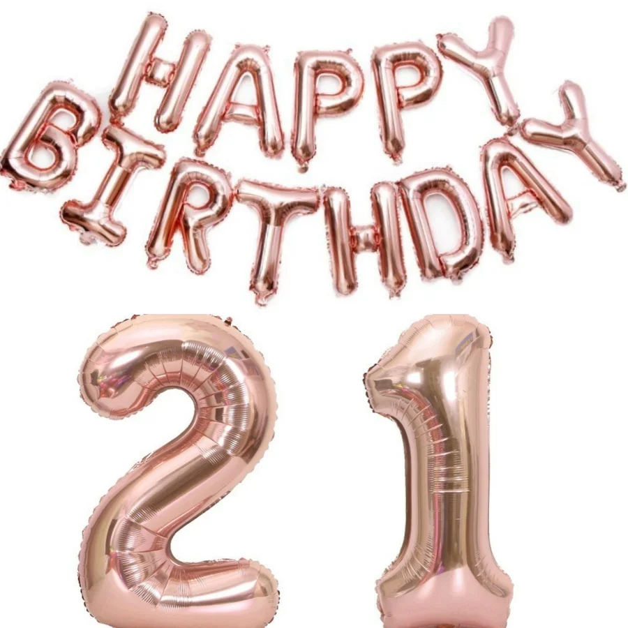 15pcs Happy Birthday Number Foil Balloon Kids Adult Party Simple Decorations Boy Girl 13 15 16 18 21 30 40 50 60 70 80 Year Old view 3