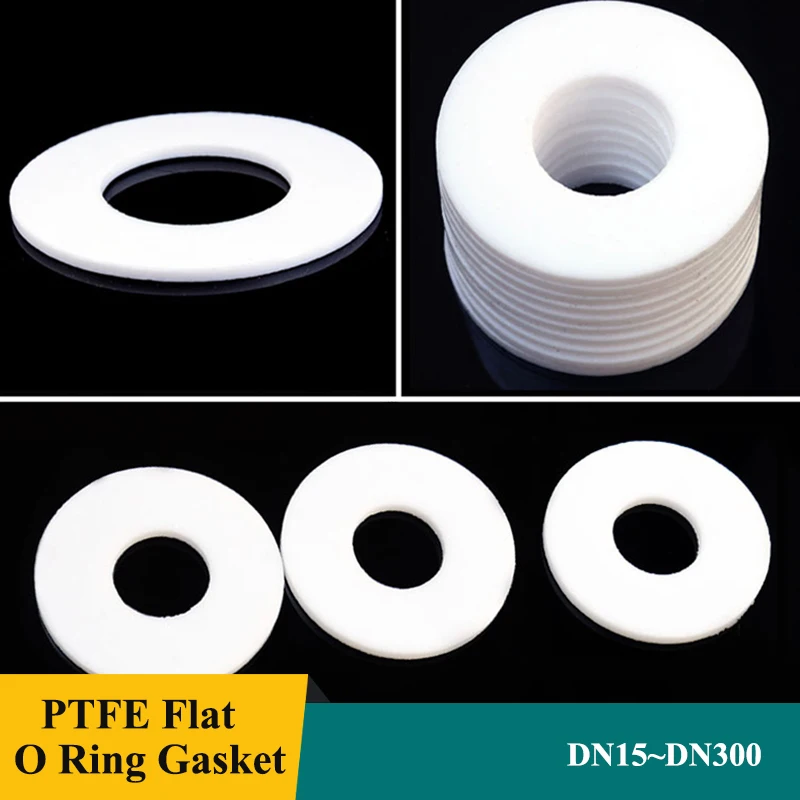 1/5/10Pcs PTFE Flat O Ring Sealing Gaskets DN15 ~ DN300 Seal Spacer Oil Resistance Washer Round Shape Flange Gasket