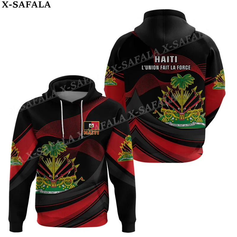 Haiti  Coat Of Arms Flag 3D Print Zipper Hoodie For Men Pullover Sweatshirt Hooded Jersey Tracksuit Outwear Coat Casual-1