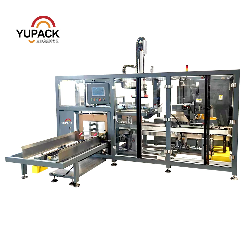 Compact Automatic 3 in 1 Carton Former Packer and Sealer | Integrated Case Packing Line for Flexible Secondary Packaging