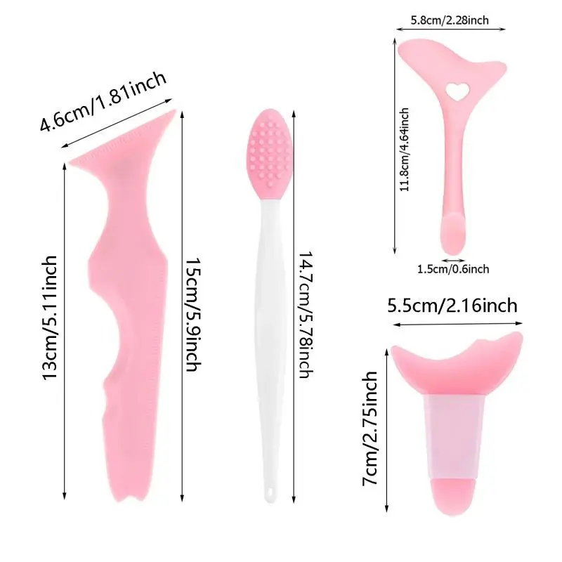 Conjunto de ferramentas de maquiagem de olhos de silicone multifuncional de 4 unidades, fácil de limpar, reutilizável para linhas de olhos perfeitas para iniciantes