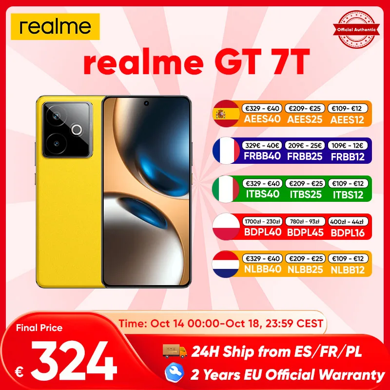 realme GT 7T Smartphone 5G 2025 nouveau Mediatek 8400-Max 7000Mah Titan batterie 120W Ultra Charge 6.8 ''120Hz affichage Version mondiale