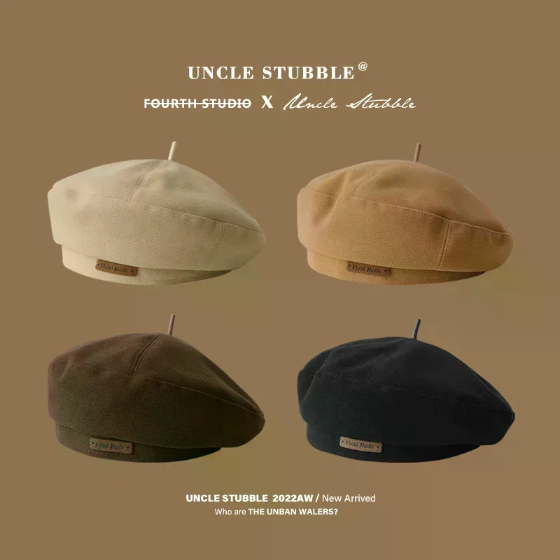 Painter Hat Hat British French Hundred Leather Labeled Beret Women Autumn Winter Outdoor