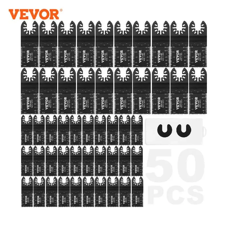 

VEVOR 50PCS Oscillating Saw Blades Universal Quick Release Dewalt Multitool Blades for Wood Cutting Plastic Renovator Power Tool