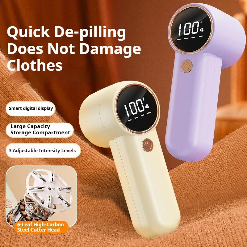 Smart Lint Remover with Digital Display, 3 Adjustable Levels, USB Rechargeable Fabric Shaver for Clothes, Sweaters & Plush Toys