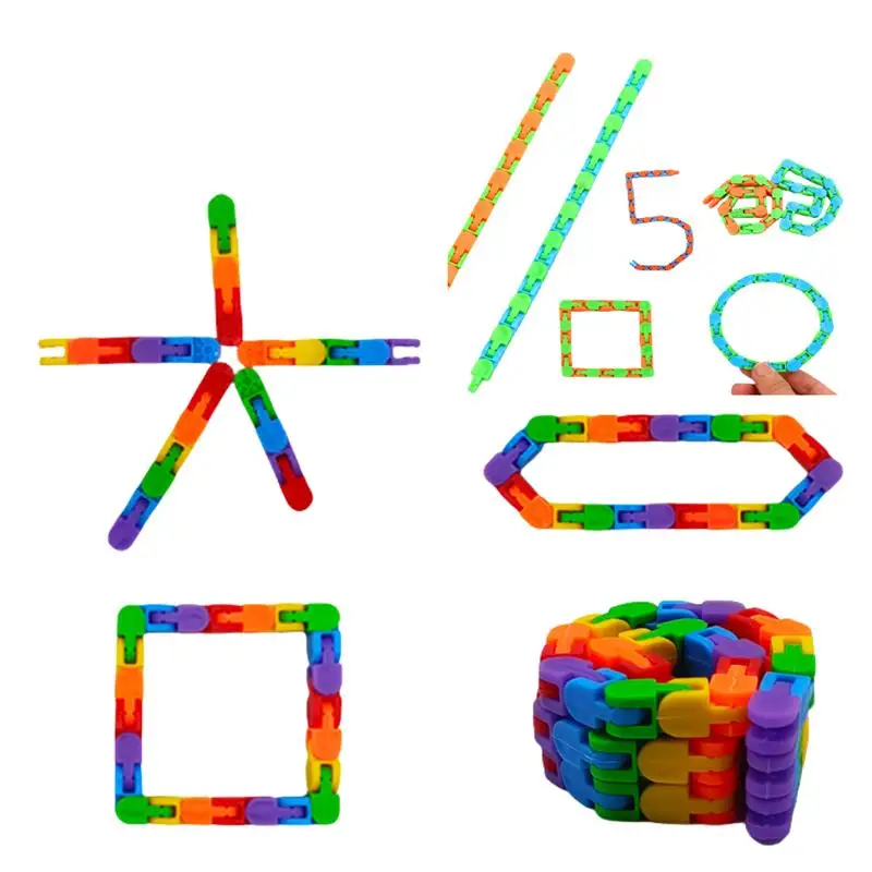 24 Knots Wacky Tracks Puzzle Folding Bike Chain Educational Toys for Kids Birthday Party Favors Goodie Bags Filler School Reward