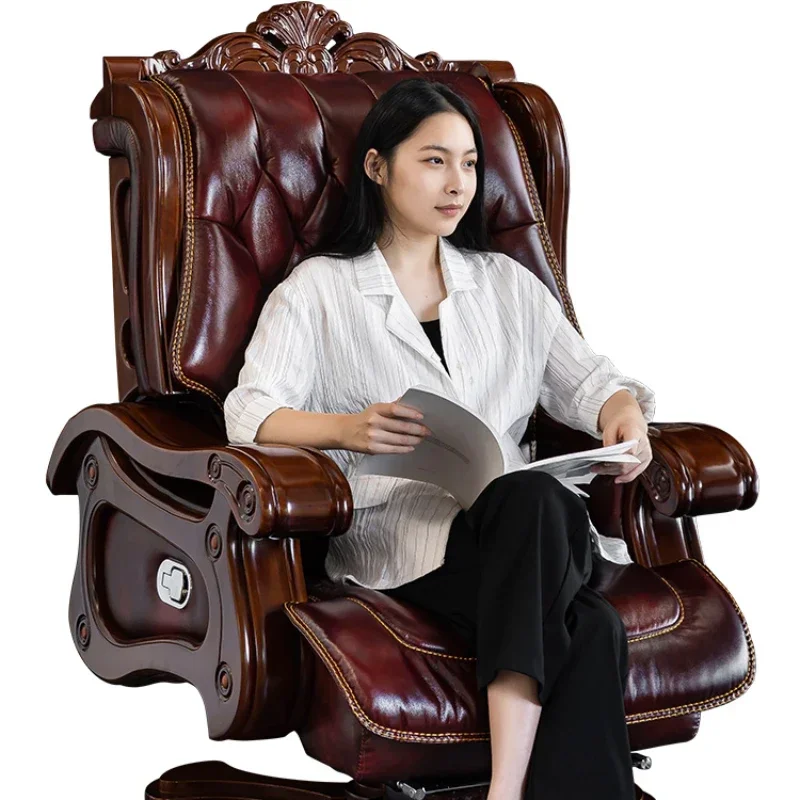 Dermis Boss Luxury Office Chairs Commerce Solid Wood Massage Swivel Office Chairs Household Chaises De Bureau Furniture WZ