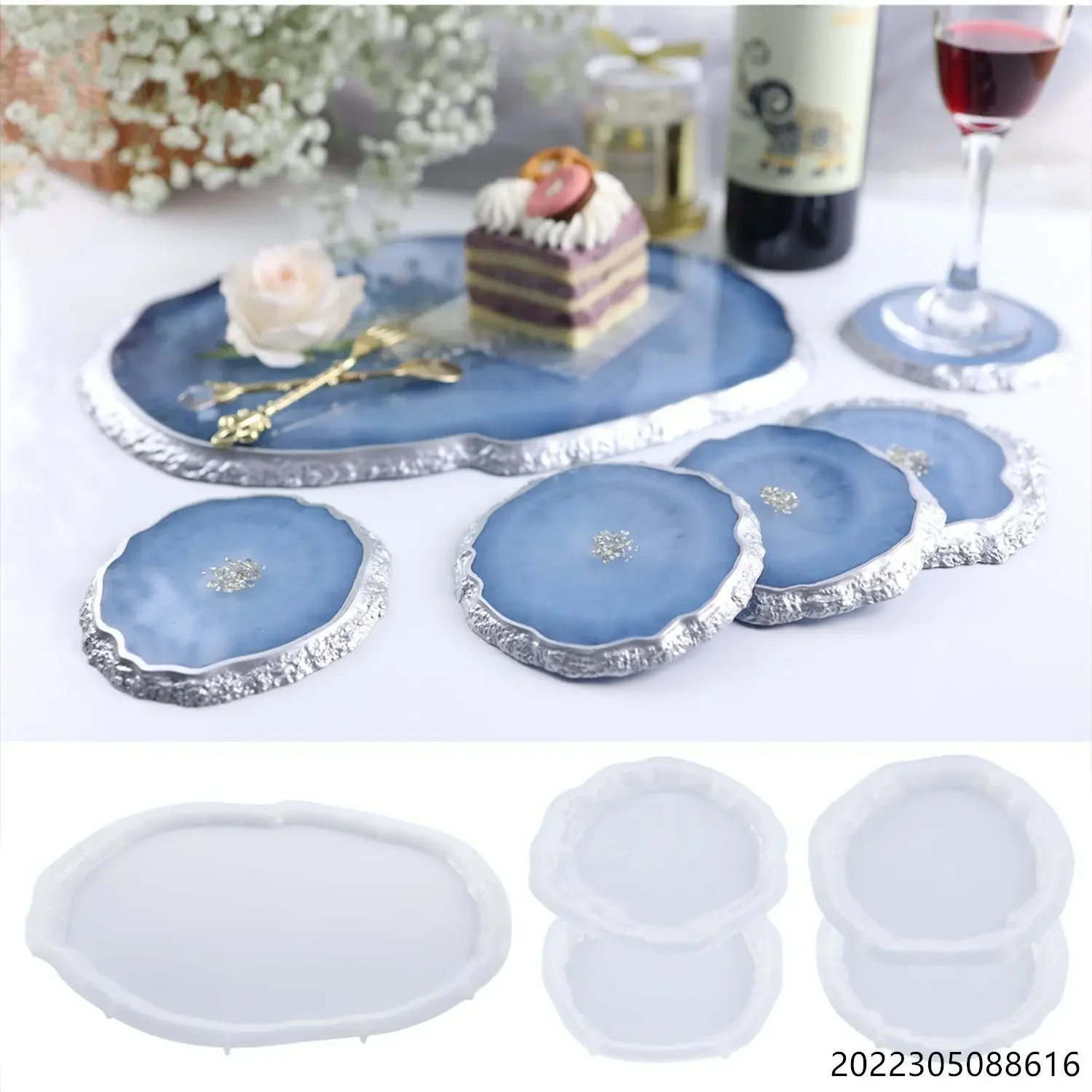 DIY Crystal Epoxy Resin Mold Irregular Tray Cup Mat Coaster Silicone Mold Fruit Plate Tea Cup Tray Epoxy Resin Gypsum Mould