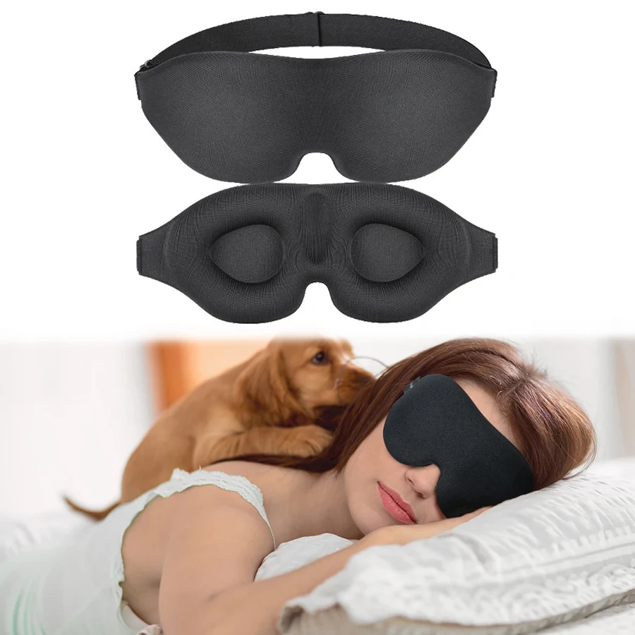3D Sleep Eye Mask, Zero Pressure Light Blocking Blindfold, Adjustable Soft Blackout Eye Cover for Men Women Travel Nap