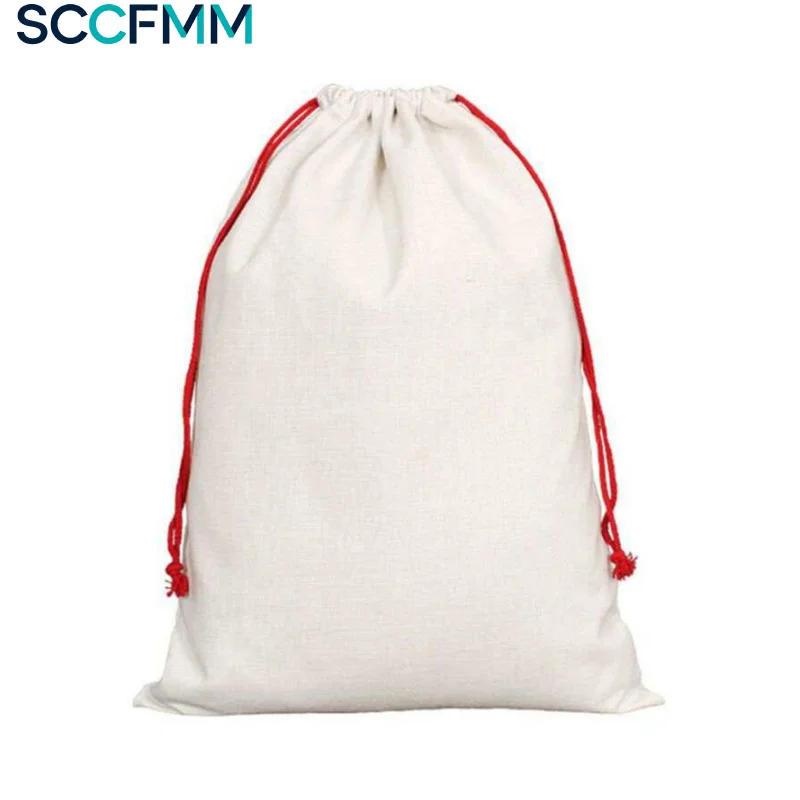 SCCFMM Large Capacity 50x70cm Eco-friendly Linen Canvas Sublimation Blank Christmas for Theme Xmas Storage Candy Present