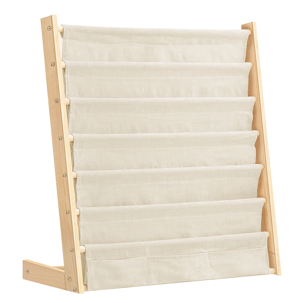 Kinder-Leseregal, Kinderbibliothek, Regal aus Holz und Stoff, für Kinderzimmer, Schlafzimmer, Kindergarten, Schule, 75x30x76 cm