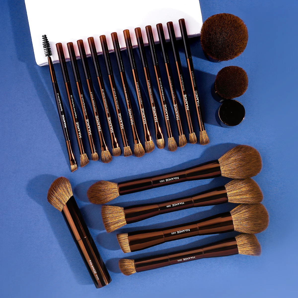 MAANGE 20 stks/set Pro Make-Up Kwasten Double Ended Foundation Concealers Blush Oogschaduw Borstel voor Vloeibare Crème Poeder Mengen