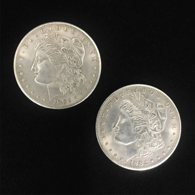 Double Sided Morgan Dollar Brass Head or Tail Coin Magic Tricks Close up Magia Magicians Prop Gimmick Illusion Copy Coin