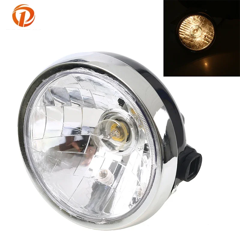 6.7'' Inch Chrome Motorcycle Headlight Lamp Universal for Honda Yamaha Harley Cafe Racer YBR 125 2002-2013 Front Accessories