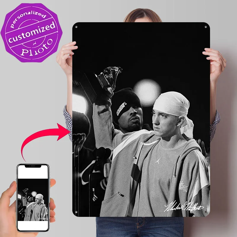 Eminem 3D Printed Texture Poster Personalized Wall Art Retro Metal Tin Signs for Wand Deko Decoration Room Ornaments Decorations