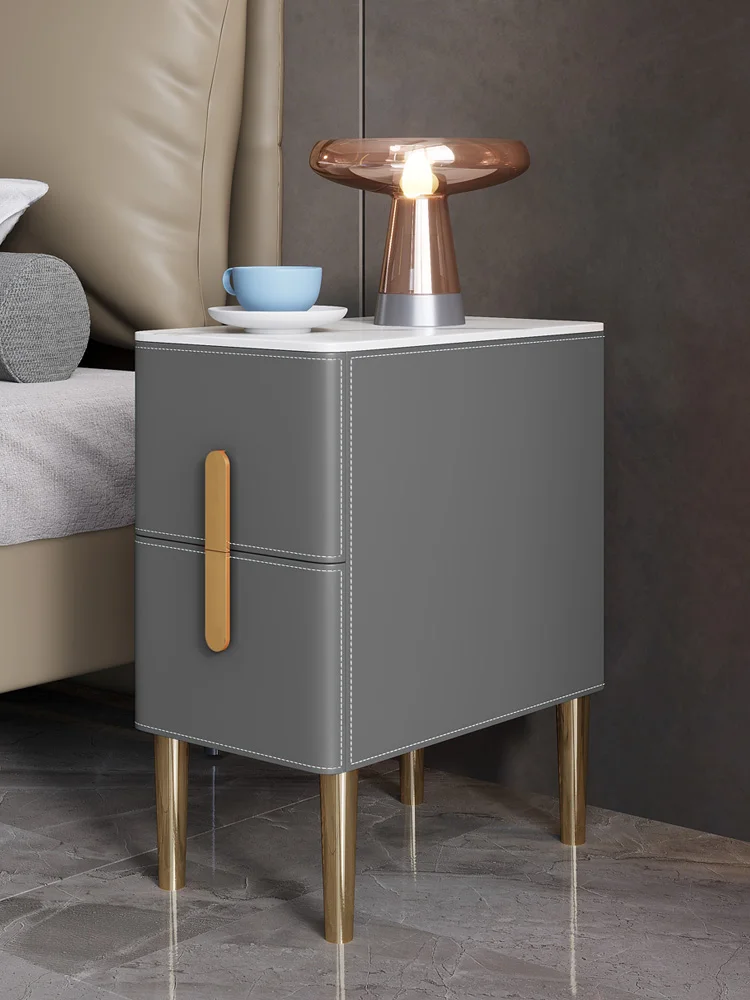 

Итальянская модель Роскошная каменная тарелка ультра узкий прикроватный столик современный маленький прикроватный столик 30 см полностью твердые деревянные кровати из кожи