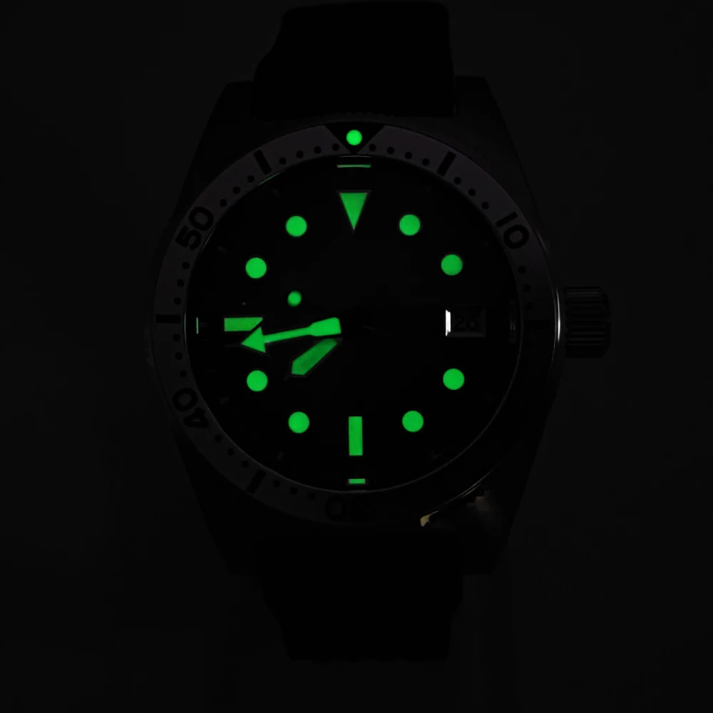 38mm Automatic Mechanical Watch Green Yellow Dial Luminous Japan NH35 Water Resistant Case Sapphire Glass For Fashion Men