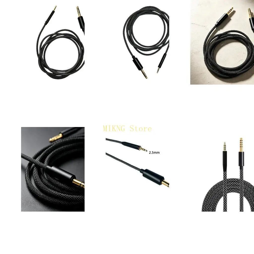 4.4mm Balanced Headphone Cable, Braided Black Cord with Gold Plated Plug, 150cm for Y40 Y45 Y50 QC25 AE27 NC700 for Home Desk