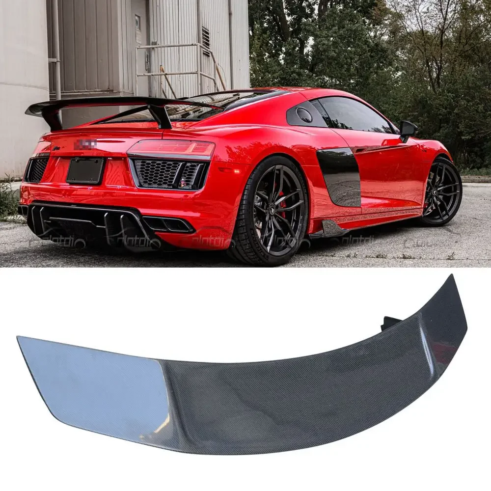 

Car Tuning Kits V Style Carbon Fiber Rear Trunk Lip Ducktail Spoiler Tail Wing For R8 4S9 2016-2020