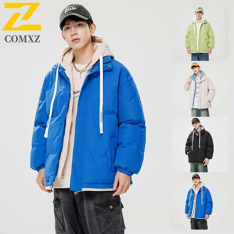 

COMXZ Mens Cotton Jacket Casual Fake Two Piece Design Cycling Windproof Warm Parka Street Style Comfort Lightweight Winter Coat