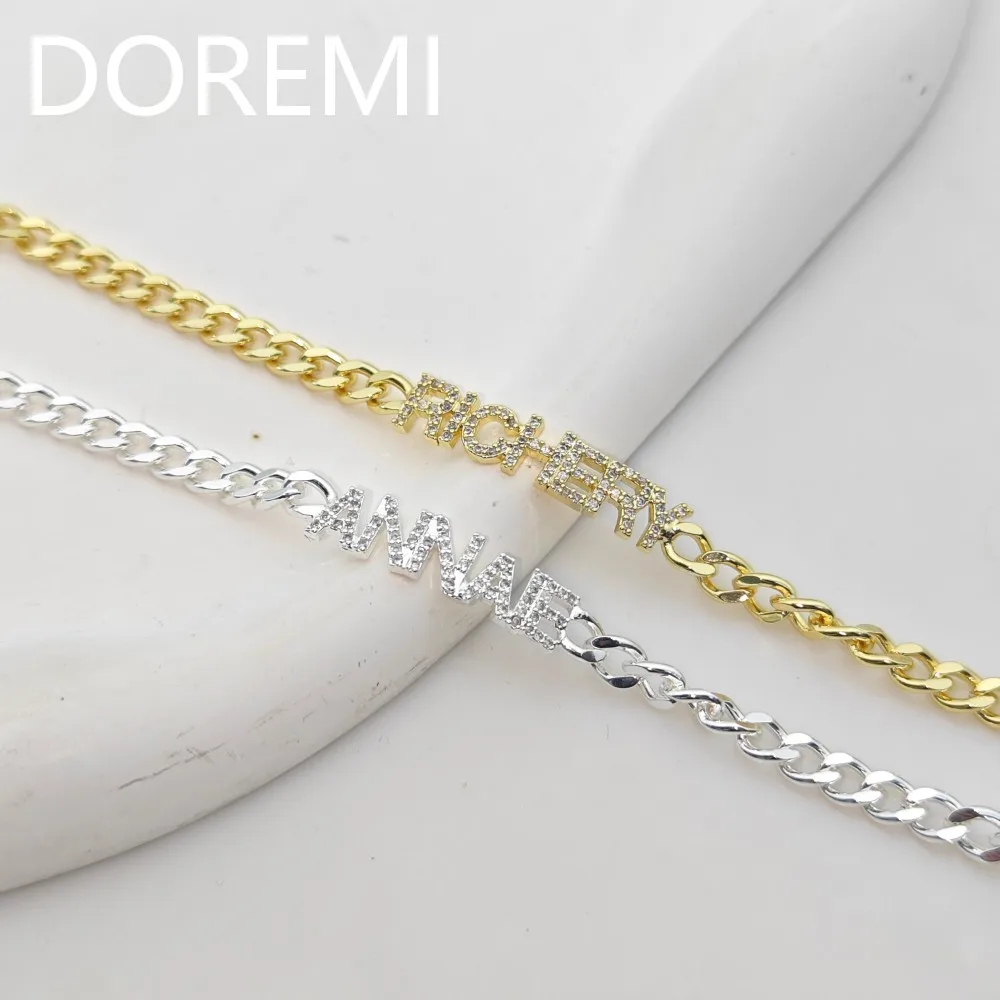 

Lateefah gift, crystal letter, Cuban chain thick link, named jewelry bracelet, jewelry women customized letter, date personalize