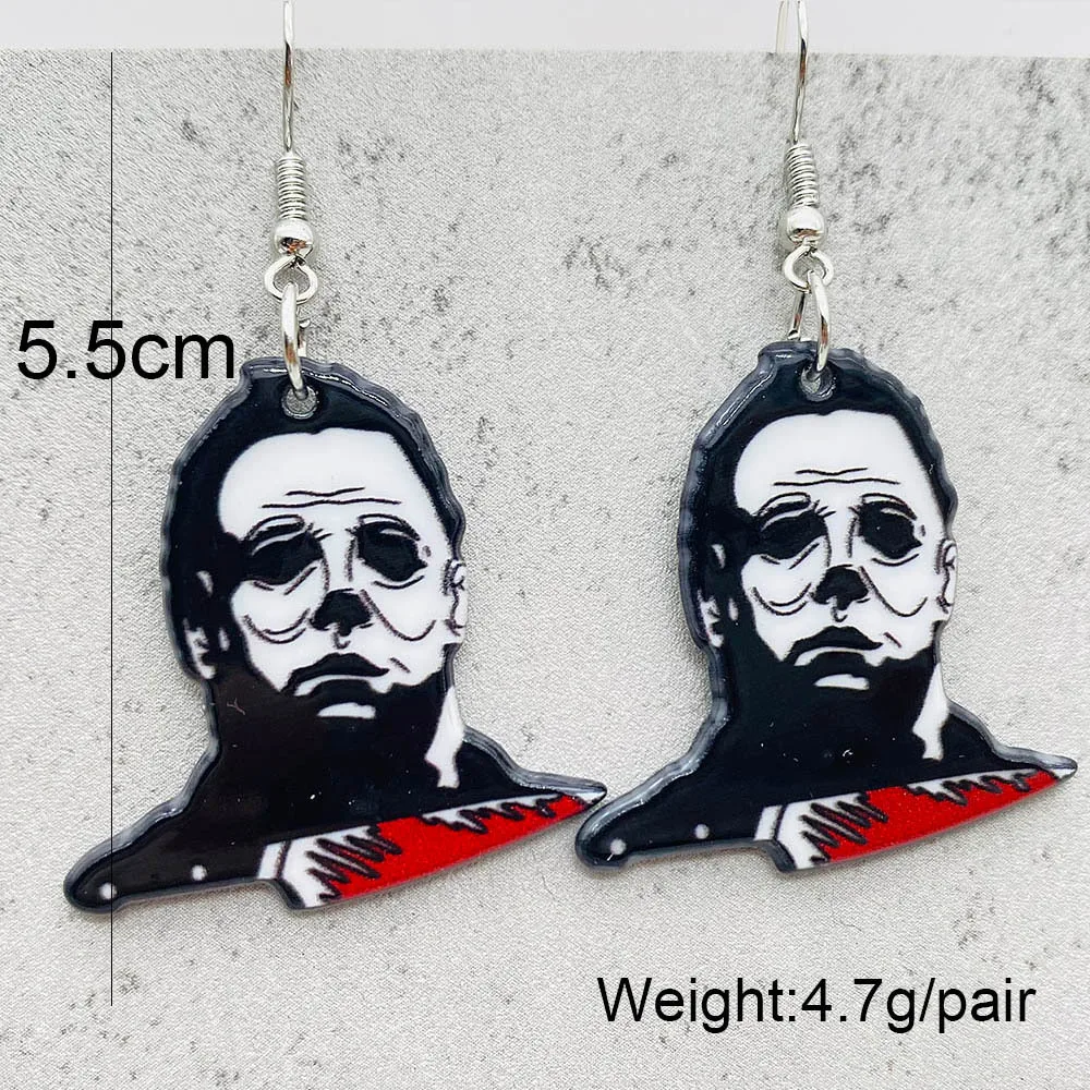 Boucles d'Oreilles Xy pour Femme, Horrible, Film, Tête d'Homme, MUNIZombie, Charme Acrylique, Cadeau de ix, Bijoux