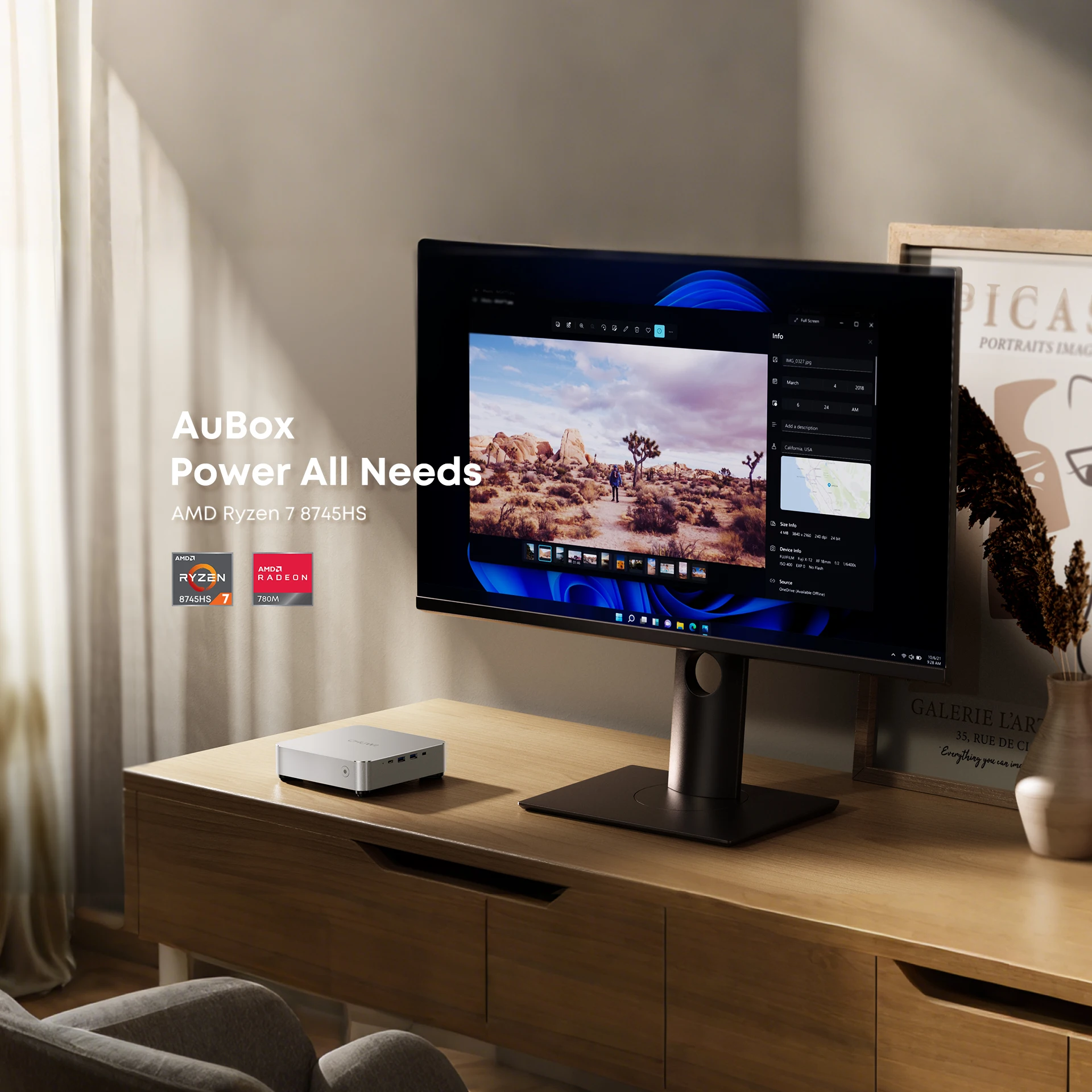 CHUWI AuBox 미니 PC AMD Ryzen7 8745HS 16GB DDR5 512GB SSD WiFi 6 BT 5.1 2.5G LAN 지원 쿼드 디스플레이 최대 4K Windows 11 Pro