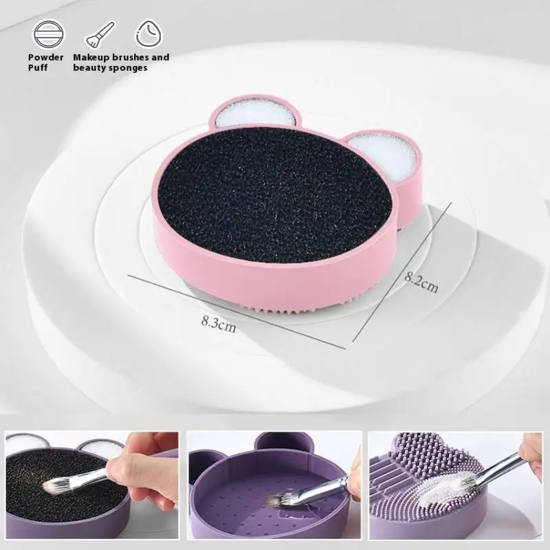 Makeup Brush Cleaning Tool Silicone Cute Portable Bear Shaped Cleansing Comestics Brush Cleaner For Prevent Makeup Residue
