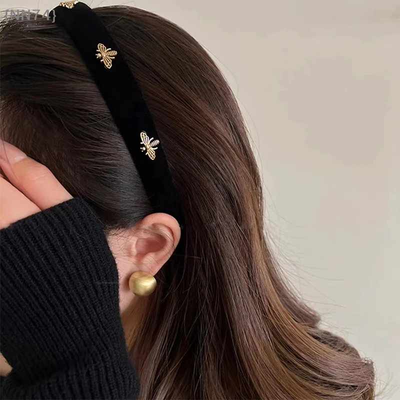 【NN74】Retro Bee Wide Hair Hoop Headband - French Versatile Fashion Hair Accessory for Women Girls【W4】